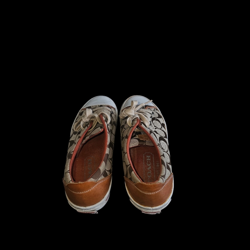 Coach Tan and Brown Signature Canvas Sneakers - Picture 5 of 12